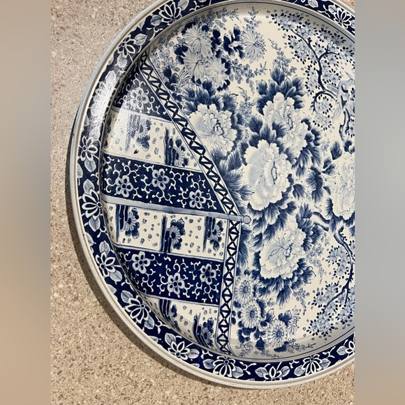 Bundle VINTAGE 2 Ming BLUE White METAL Trays USA Spic SPAN - Picture 5 of 11